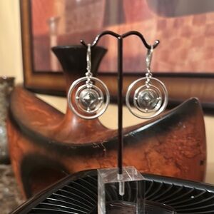 Silver Circular Earrings with Crystal Accents